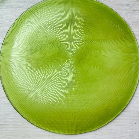 Vintage Retro Green Ribbed Glass Plates Set of 4 Soreno Like Textured - Picture 4 of 4
